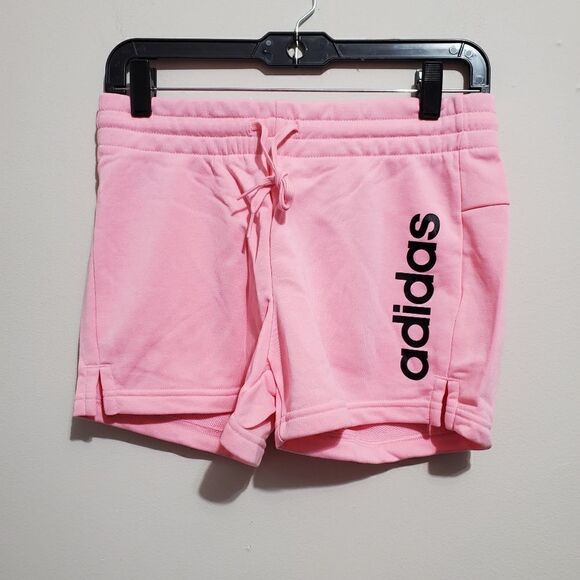 Adidas Womens Sz XSmall Shorts  Training Essentials Slim Logo HD1699 Pink NWT - Picture 1 of 10